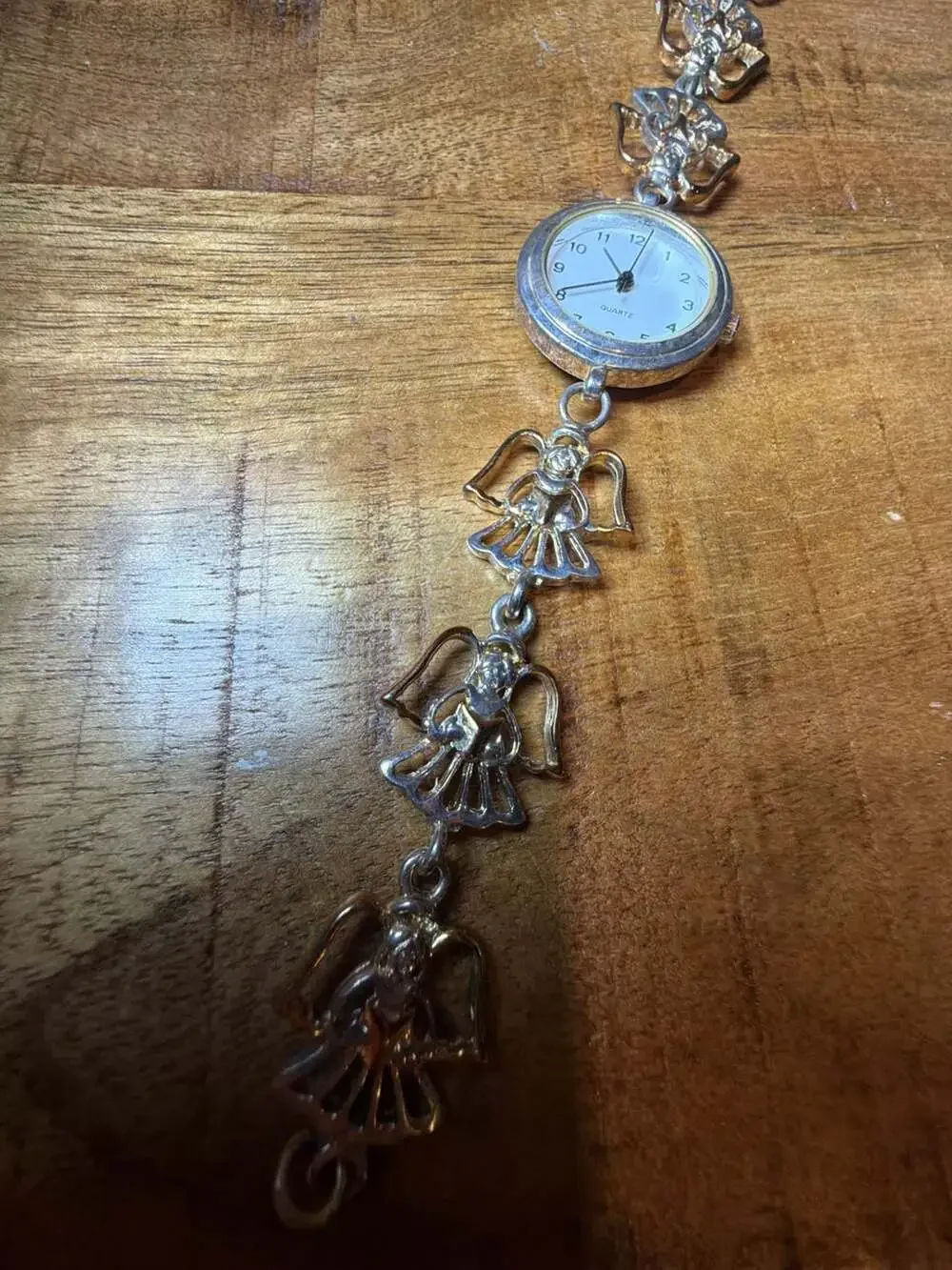 Vintage Women's Quartz Angel Charm Link Bracelet Watch